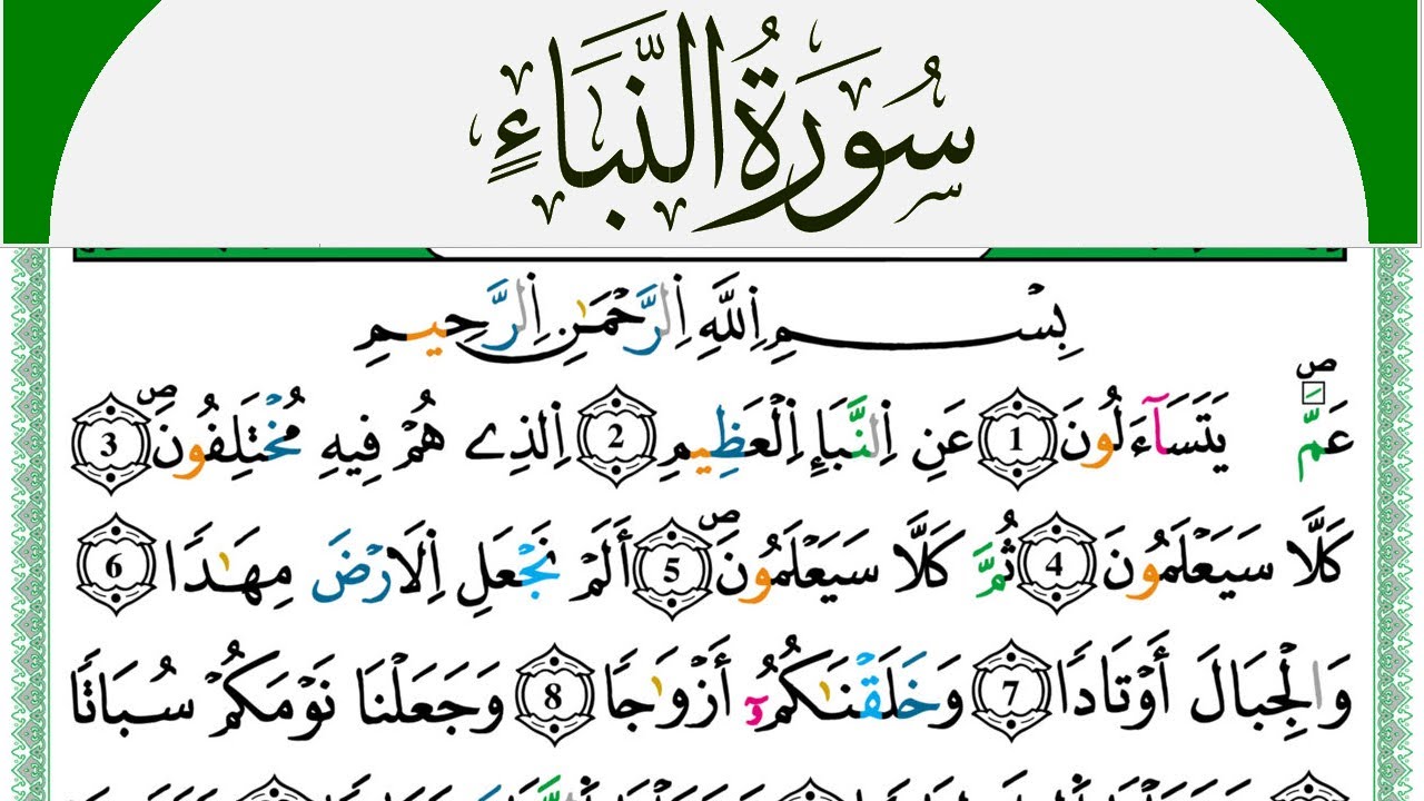 سورة النبأ مكتوبة محمد سايد Surah Al Nabaa  برواية ورش عن نافع من طريق الازرق