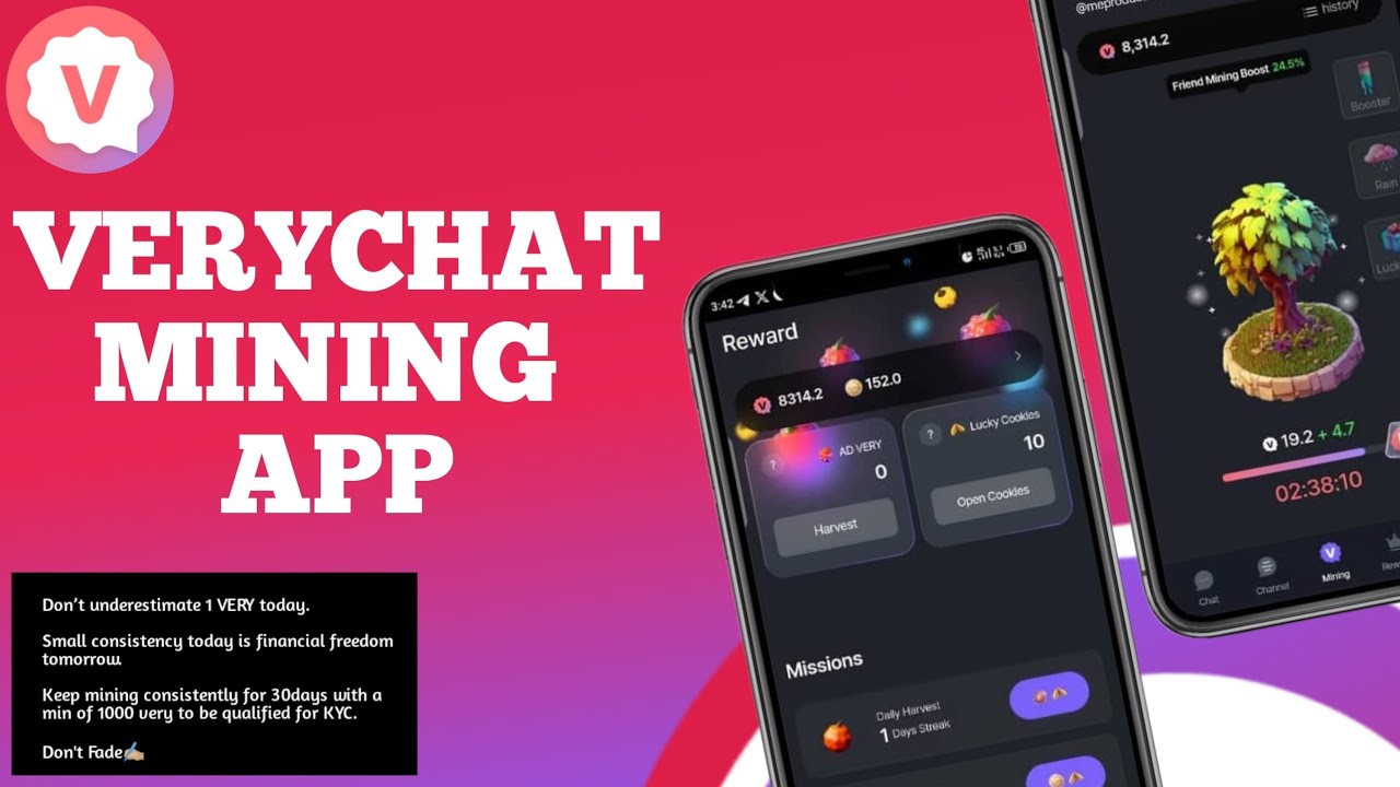 VERYCHAT MINING APP (How to mine very tokens)