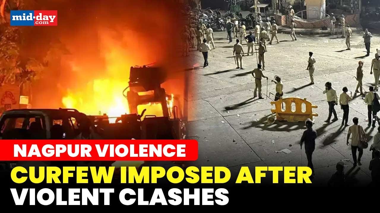 Nagpur violence: Stone-pelting & vandalism | Violent Protests over Aurangzeb&rsquo;s tomb, Curfew imposed