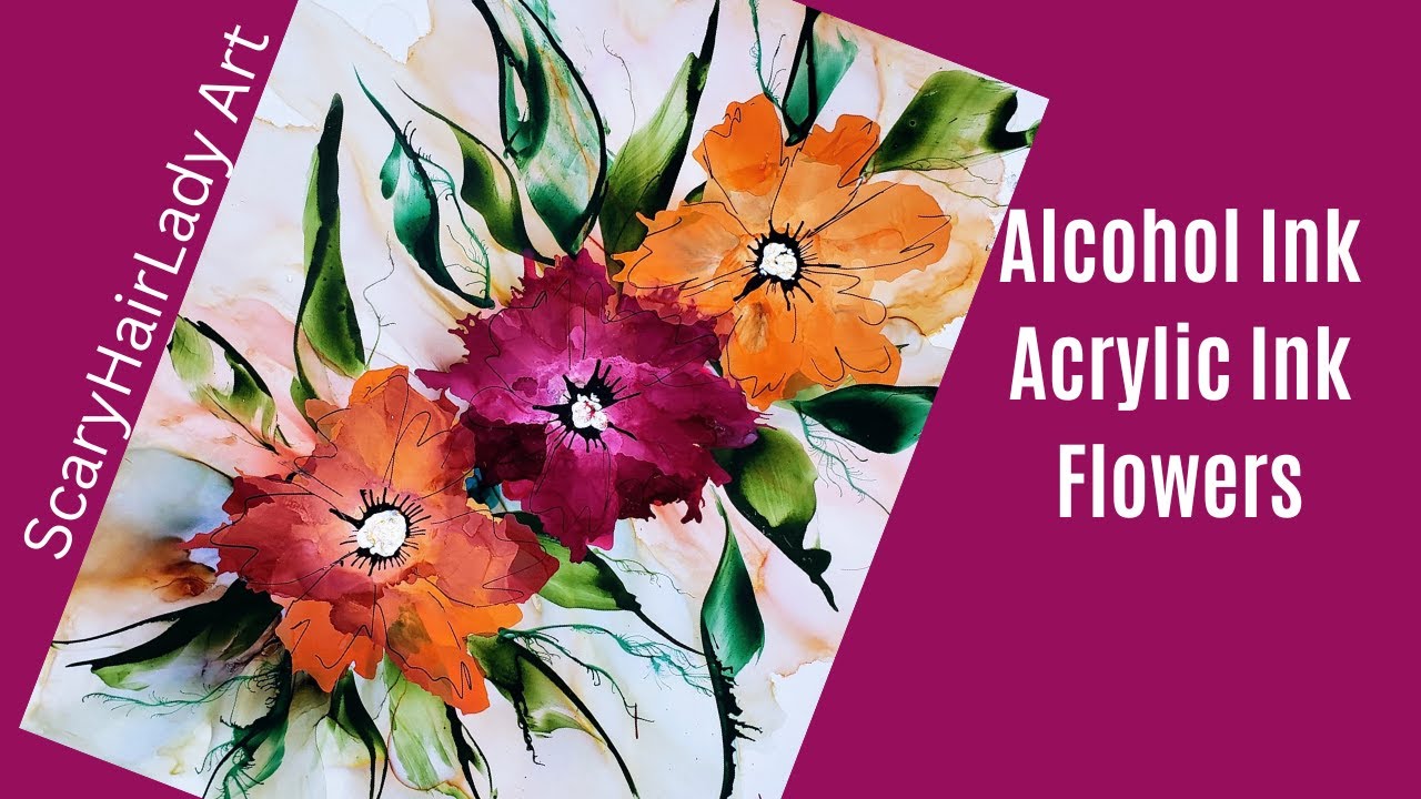 235 Alcohol ink & Acrylic Ink Flowers