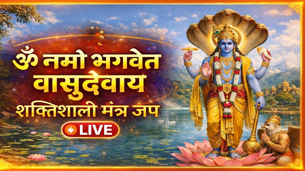 🔴 LIVE 🔥 ॐ नमो भगवते वासुदेवाय | 108 बार शक्तिशाली मंत्र जाप | Vishnu Mantra Live