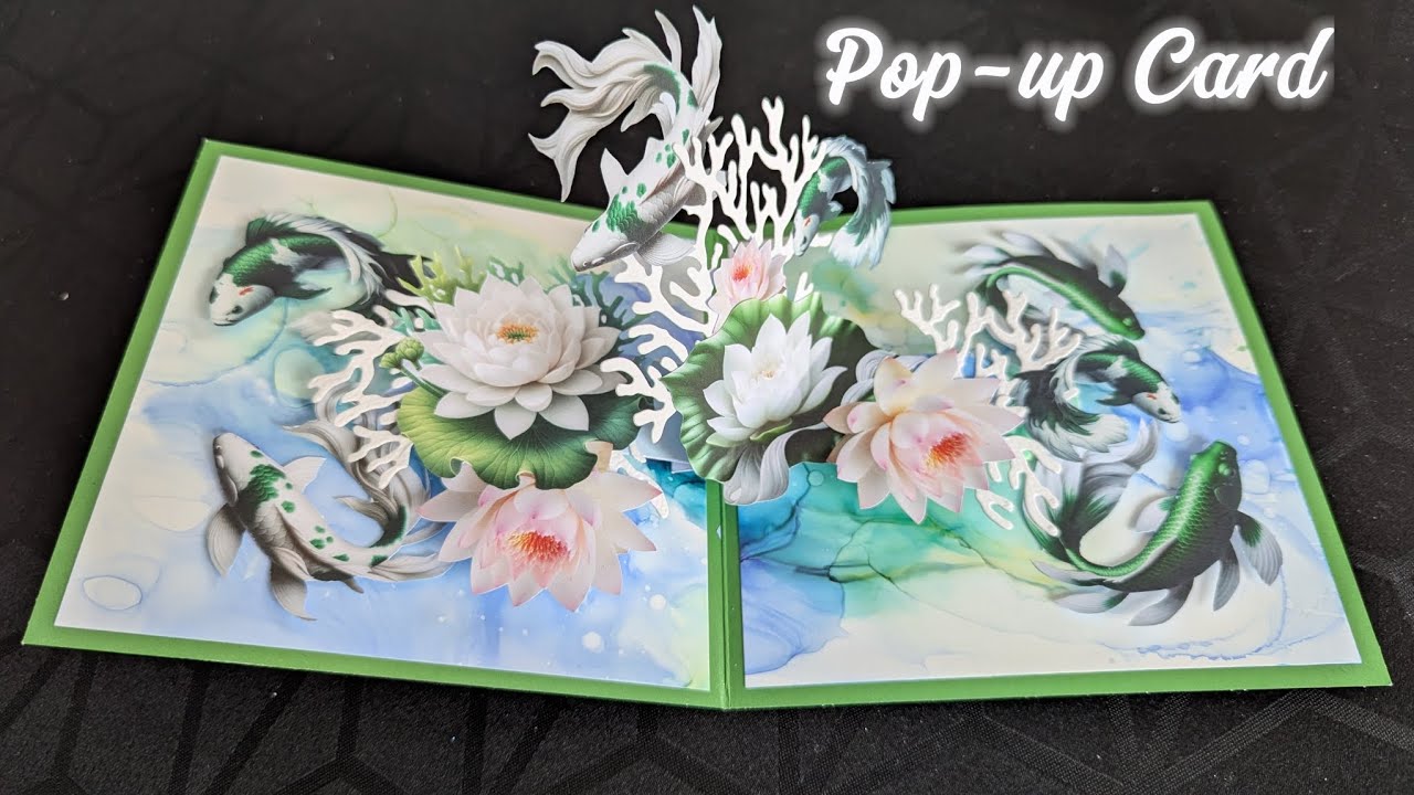 How I made my FISH themed pop-up card with double rotating mechanism 🐠🐟💙💚🐟