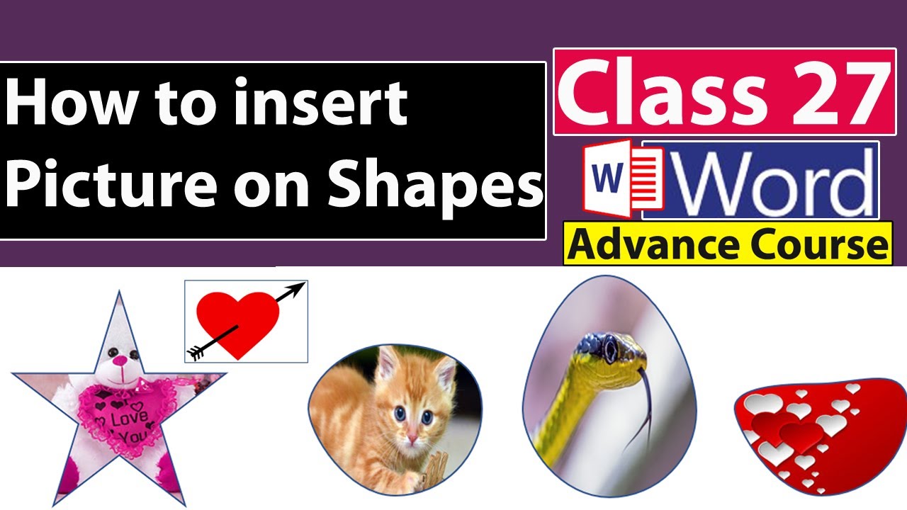 How to insert Picture on Shapes in Ms Word - Class no 27