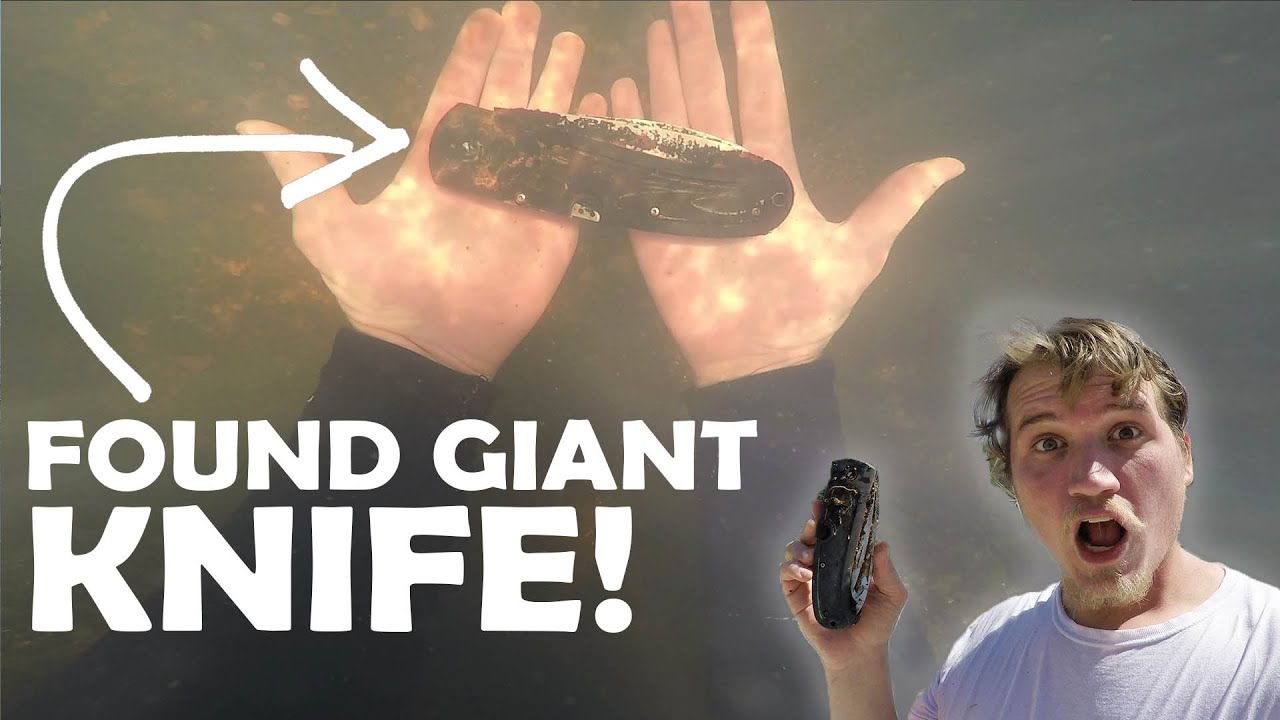 Found Giant Knife Underwater In The River!! (River Treasure Hunting)
