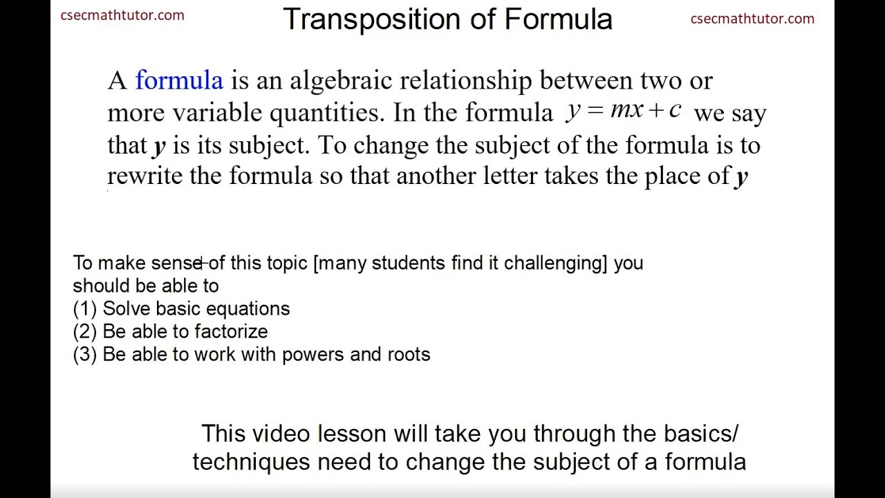 Transposition of Formula