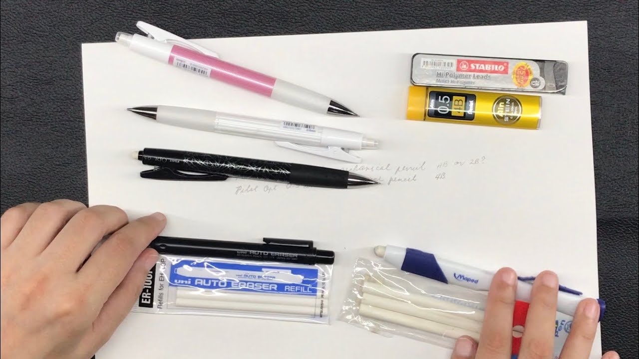 Pilot Opt shaker mechanical pencils (unboxing, review + leads + eraser pens)