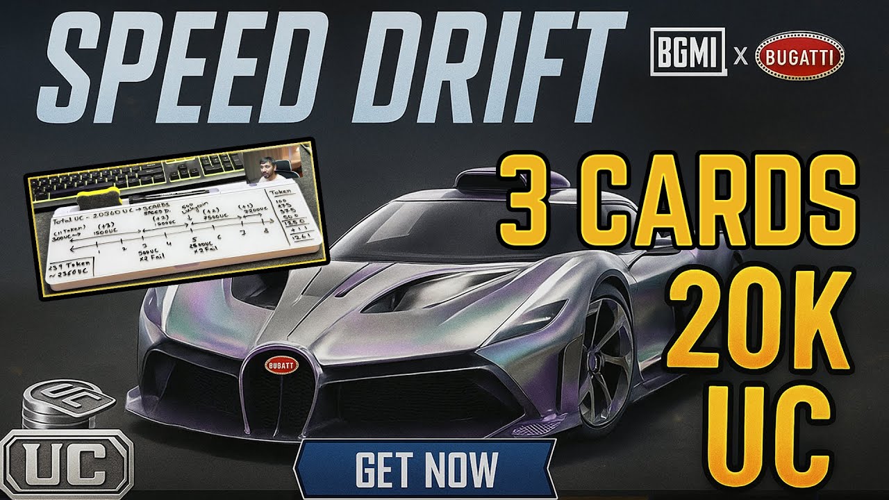 Speed Drift Spin BGMI – 3 Cards in 20K UC 💥 | Step-by-Step Lucky Trick Explained