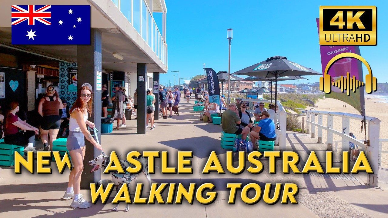 WALKING TOUR NEWCASTLE AUSTRALIA | STUNNING Merewether Beach to Darby St & Back | 4KUHD | Binaural 🎧