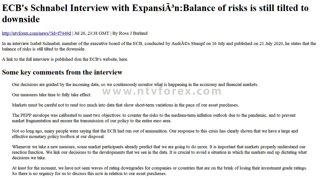 ECB s Schnabel Interview with Expansi&oacute;n Balance of risks is still tilted to downside
