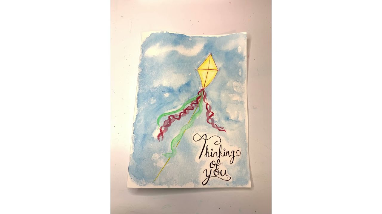 Thinking of You! Kite watercolor