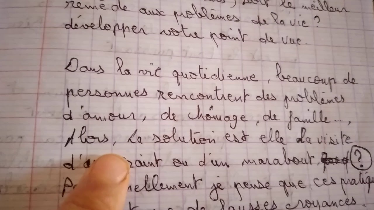 La superstition. Les saints. Le maraboutisme.expression &eacute;crite du texte argumentatif