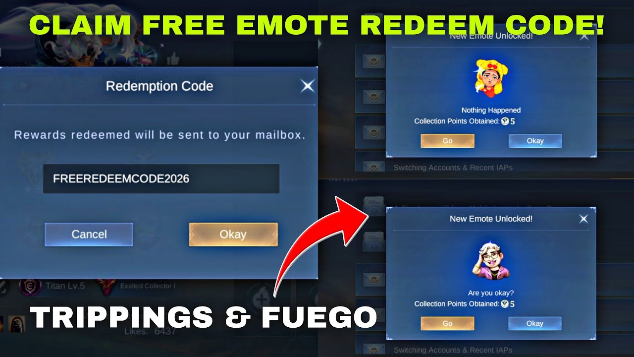 REDEEM CODE TRIPPINGS AND FUEGO EMOTE MOBILE LEGENDS 2026
