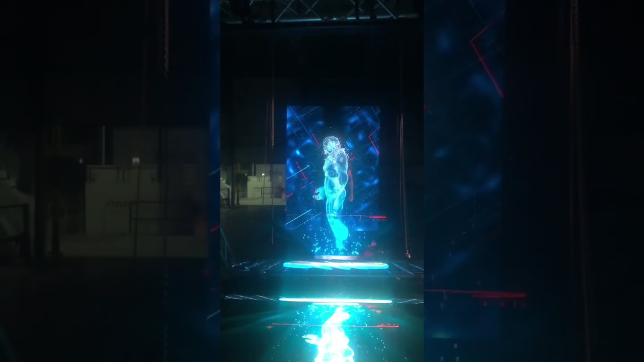 Stage Hologram pre-show tests in our lab. Part of immersive stage setup.