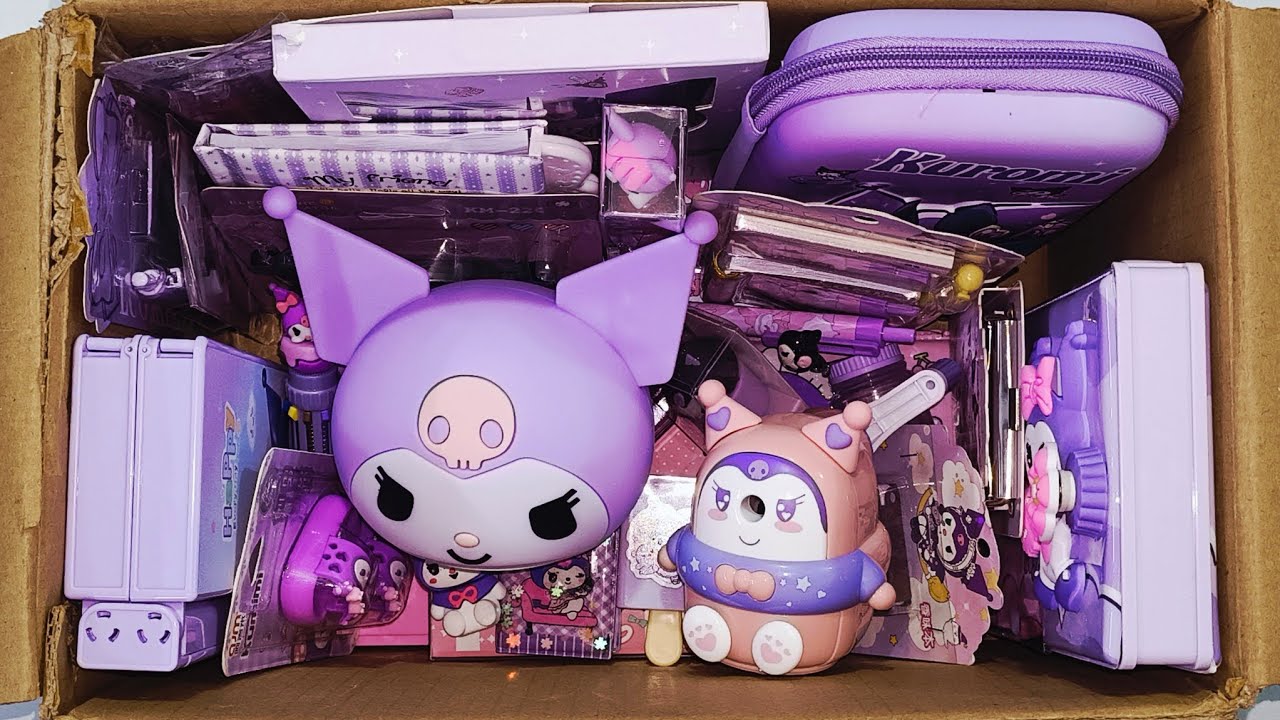 Box full of cute kuromi stationery, mechanical sharpener, pencilbox, eraser, diary, pen etc 