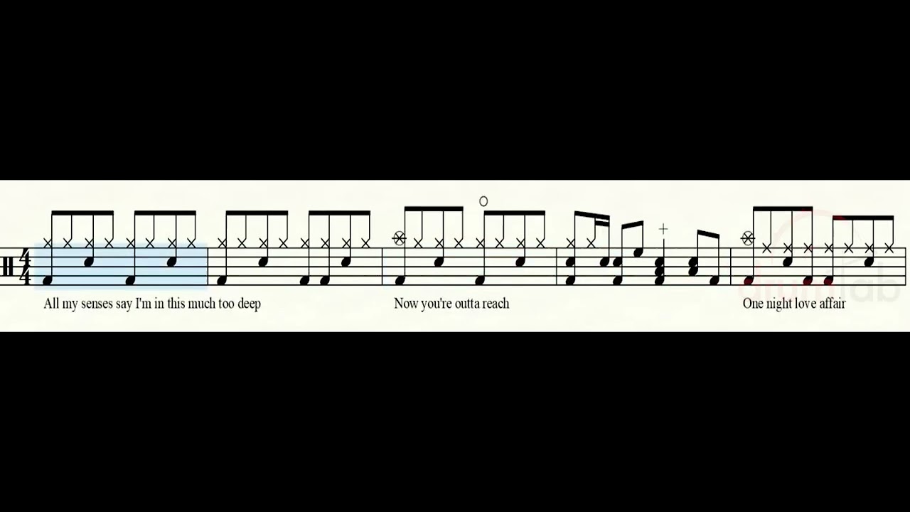 One Night Love Affair(악보영상)-Bryan Adams #drumtab #드럼악보 #drumscore #drumsheetmusic #drumnotation