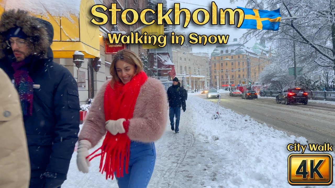 Snowy Stockholm – 3 January 2026 | 4K Winter Walking Tour