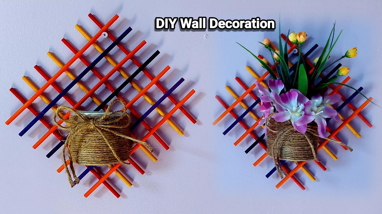 DIY Wall Decor|Colorful Stick DiY Wall Decor|#walldecor #diydecor #colorfulstick #walldecoration