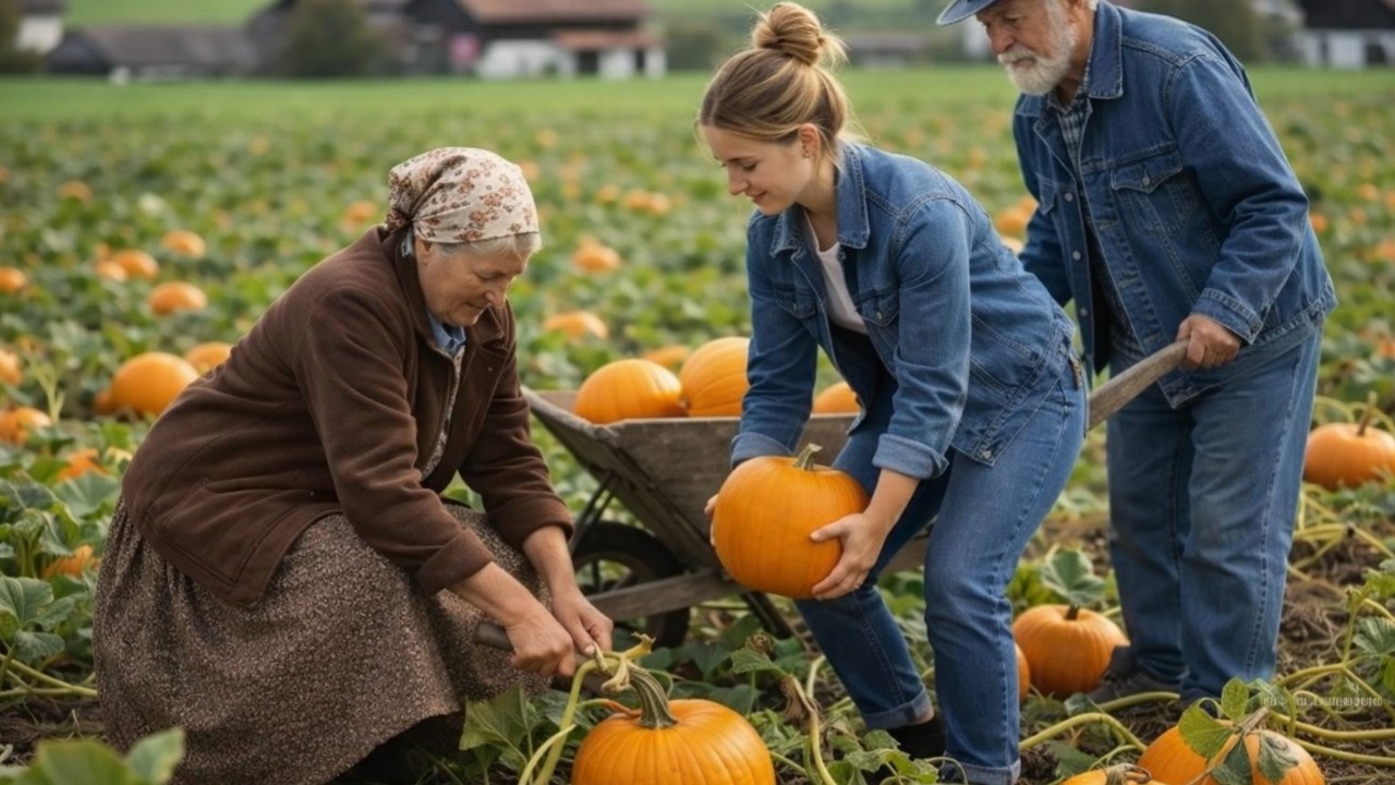 A peaceful countryside - Harvesting fruits and vegetables , feeding animals, and simple farm life