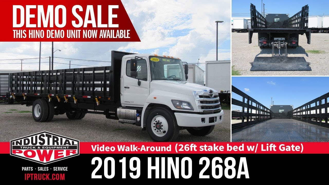 Special DEMO Unit | 2019 HINO 268A 26ft Stake Bed w/ Lift Gate | Commercial Trucks