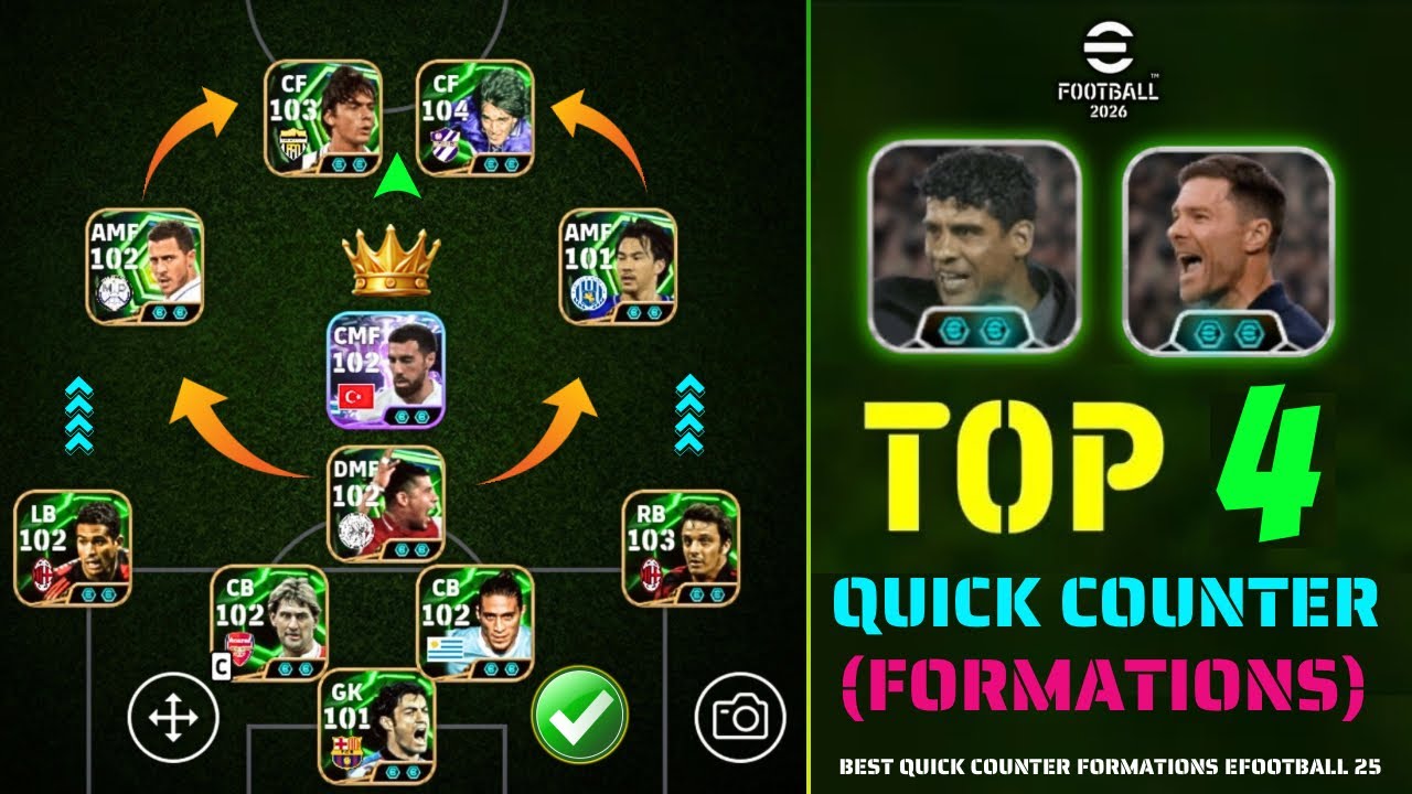 Топ-4 лучших контр-стратегий в eFootball 2026 😇| Лучшая схема для быстрой контр-игры ✈️