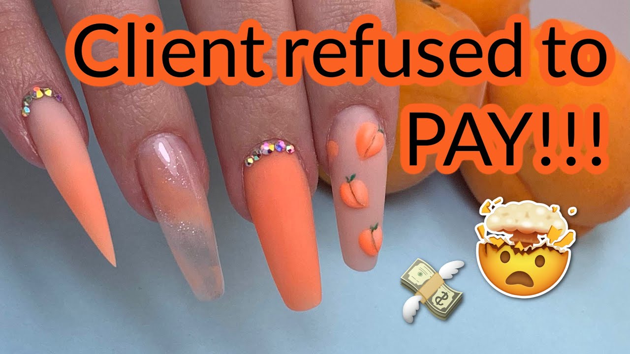 Story Time: Client Refused to Pay! + Peaches Acrylic Coffin Nails
