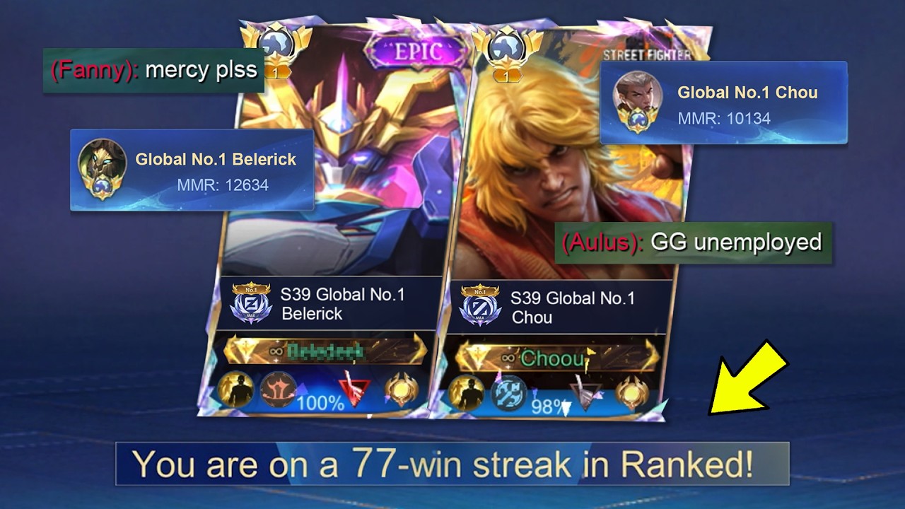 WE ABUSED THIS NEW CHOU & BELERICK TRICK AND GOT 77 WINSTREAK!! - Mobile Legends