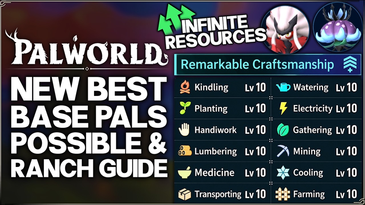 Palworld 1.0 - Get ALL New Best Base Work Pals Fast - Ranch Farm Guide & Easy Level 10 Suitability!