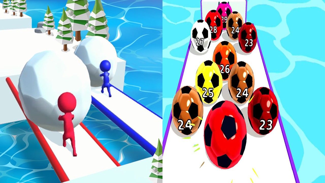 Snow Race VS Marble Run 3D ⚫🔵🔴 All Levels Gameplay Android, ios (Part 257)