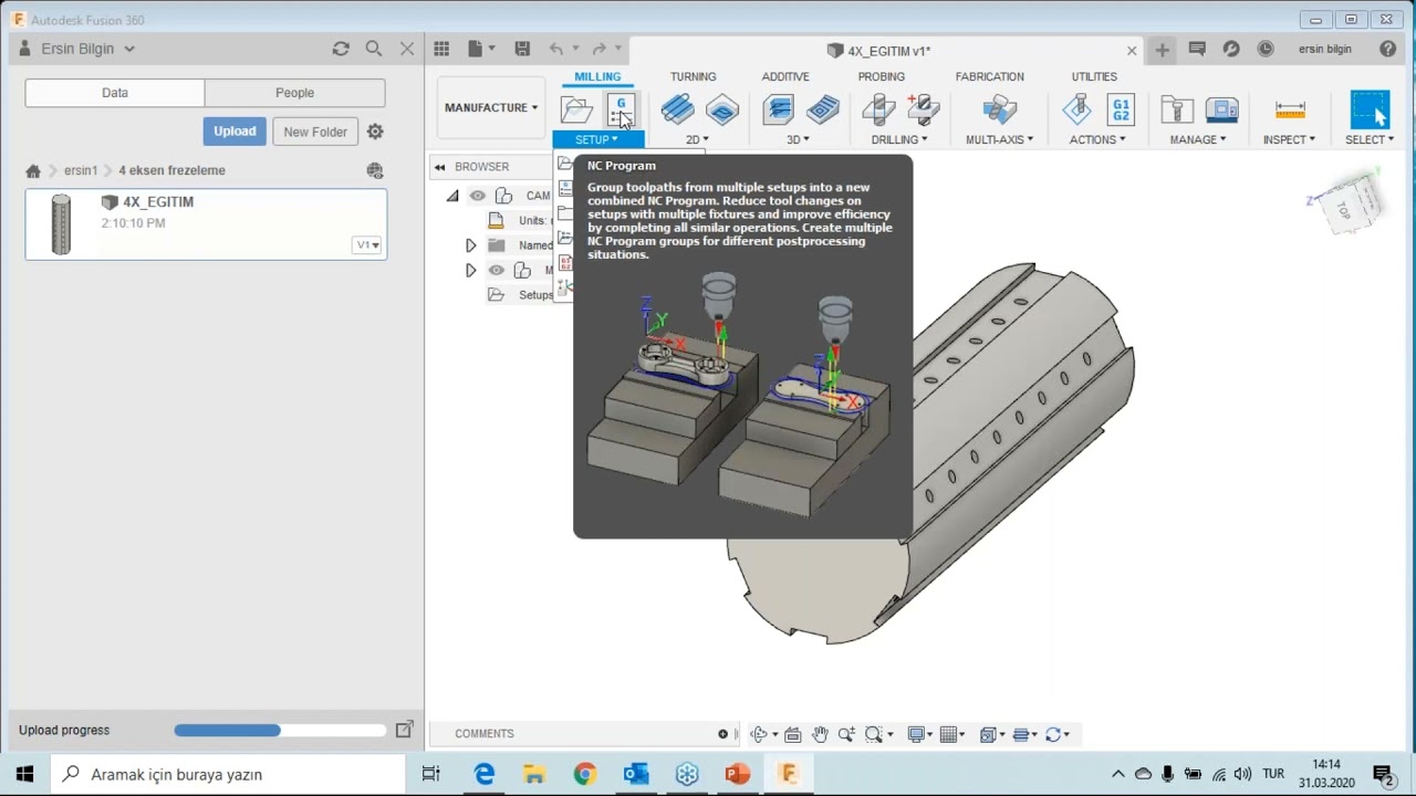 Fusion 360 4 Eksen Frezeleme