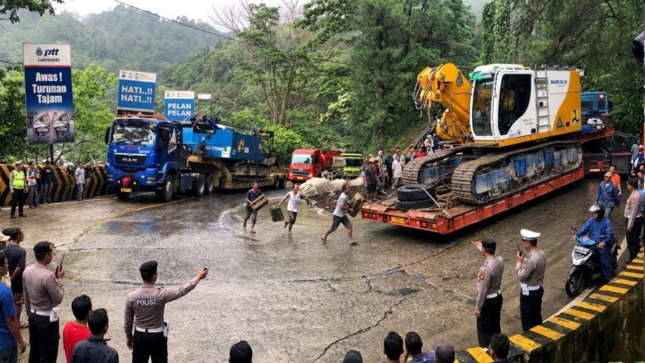 Luar Biasa Viral, Truk Trailer Sultan Tersiksa Total di Tanjakan Sitinjau Lauik