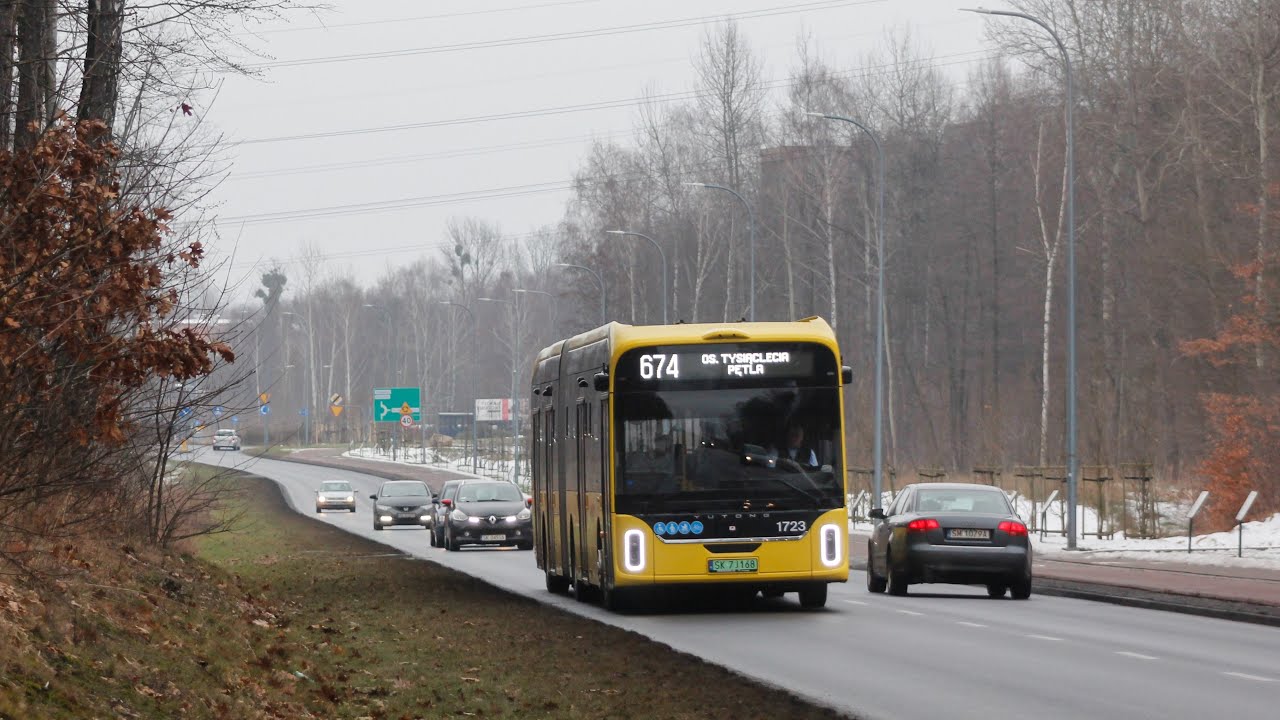 Yutong U18 #1723 - PKM Katowice (Przejazd i nagranie audio, linia 674)