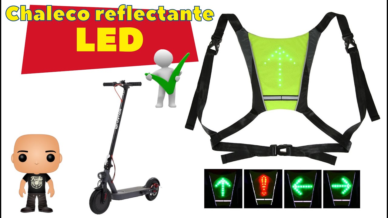 Chaleco reflectante LED para patinete, bicicleta...