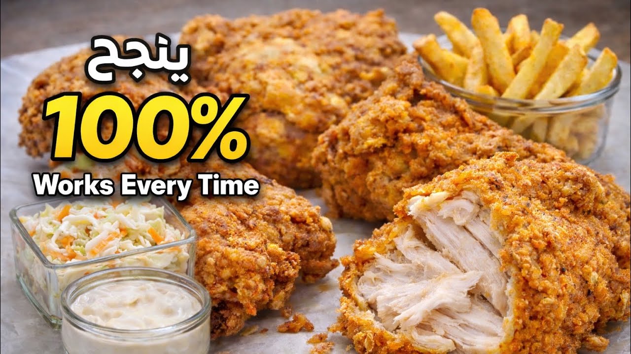 طريقة الدجاج المقلي المقرمش بالبيت (بروستد) | Crispy Fried Chicken at Home (KFC)