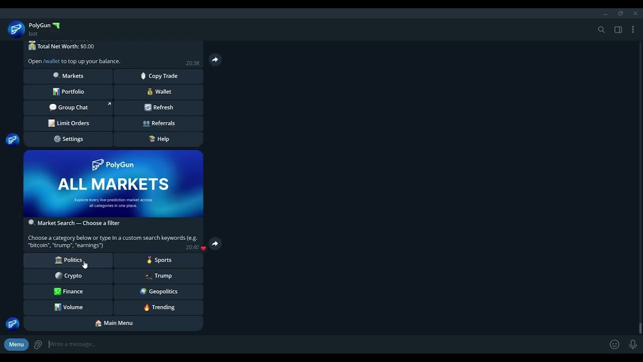 How to Use PolyGun   Polymarket Telegram Bot