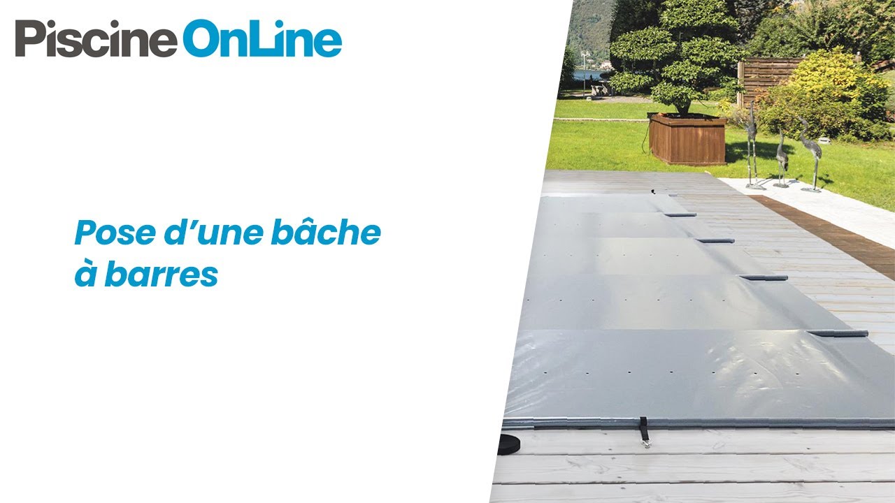 Pose d'une bâche à barres pour piscine