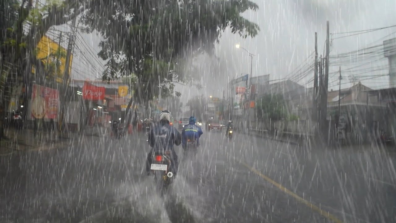 riding in the rain accompanied storm and winds