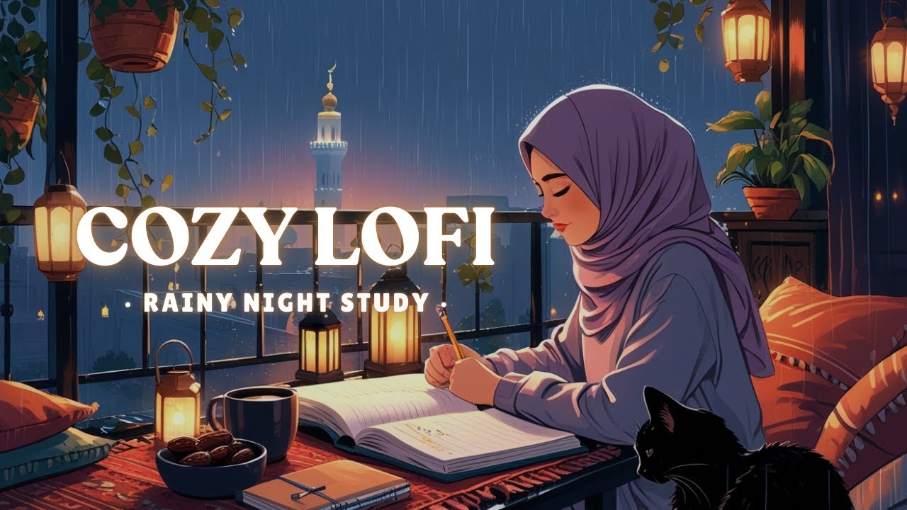 Quran Lofi Girl 🌧️ It’s 2AM & You’re Still Revising | Heavy Rain Focus Session