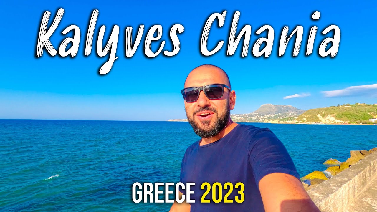 Chania Crete, Kalyves, walking tour 4k, Kreta, Greece 2023