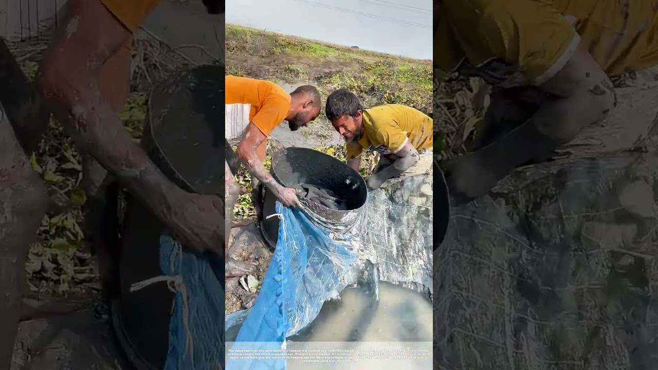 Splashing the Catch: Why Two Men Are Emptying Buckets Into a Raised Net