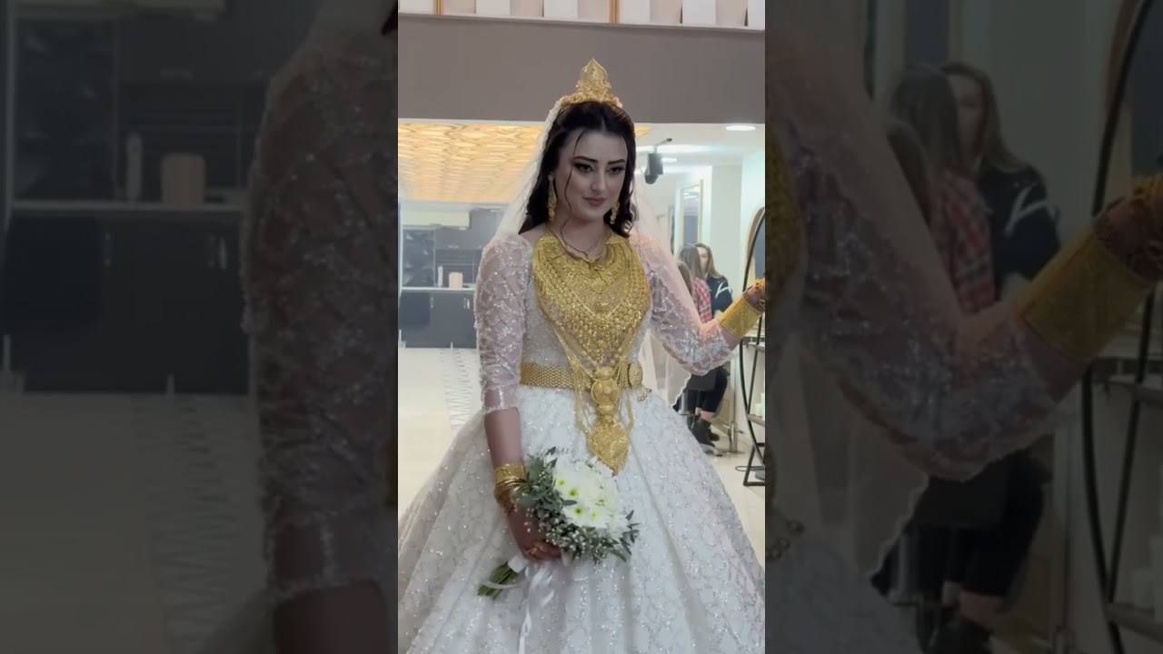 Arabic Bridal on her Wedding Day with Cultural Gold Wearing Ceremony #arabicbride #arabicmakeup