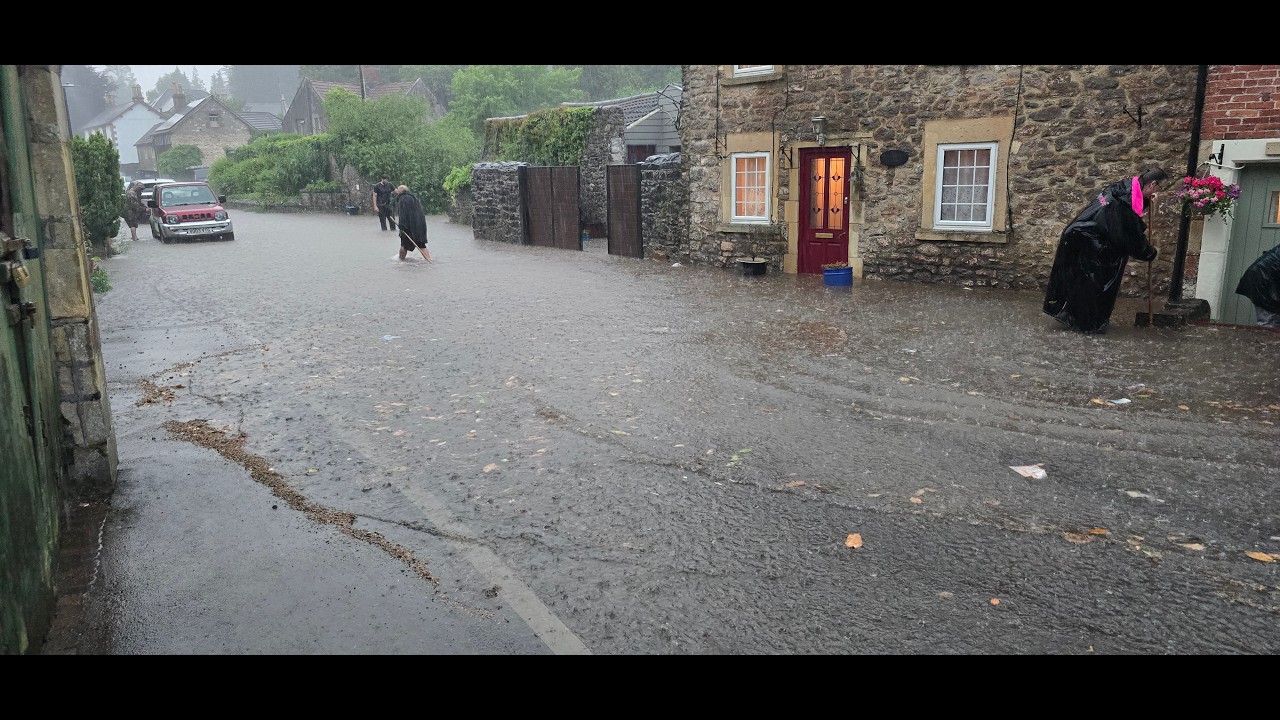 Flooding in Oakhill, Somerset, 22 June 2026
