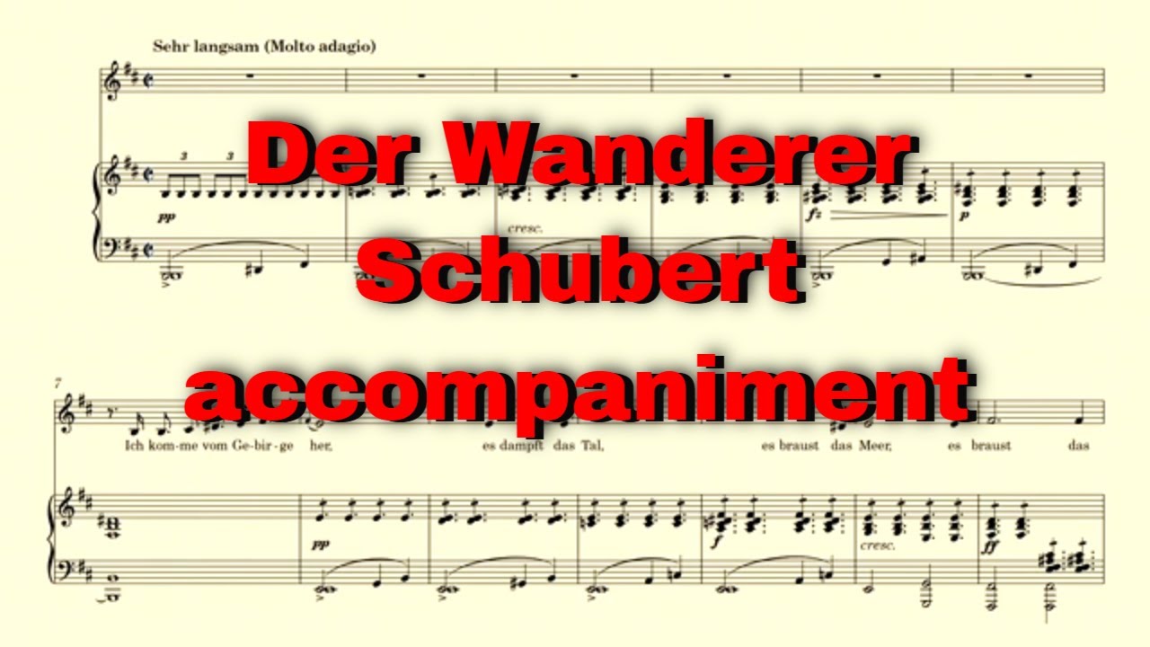 Der Wanderer accompaniment B minor with score - Schubert