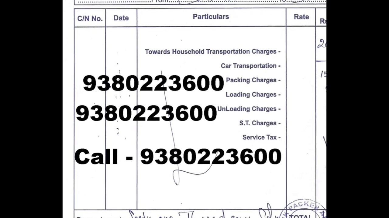 Packers & Movers Bill Chennai Hyderabad Bangalore Pune Delhi Kolkata Mumbai Noida Gurgaon