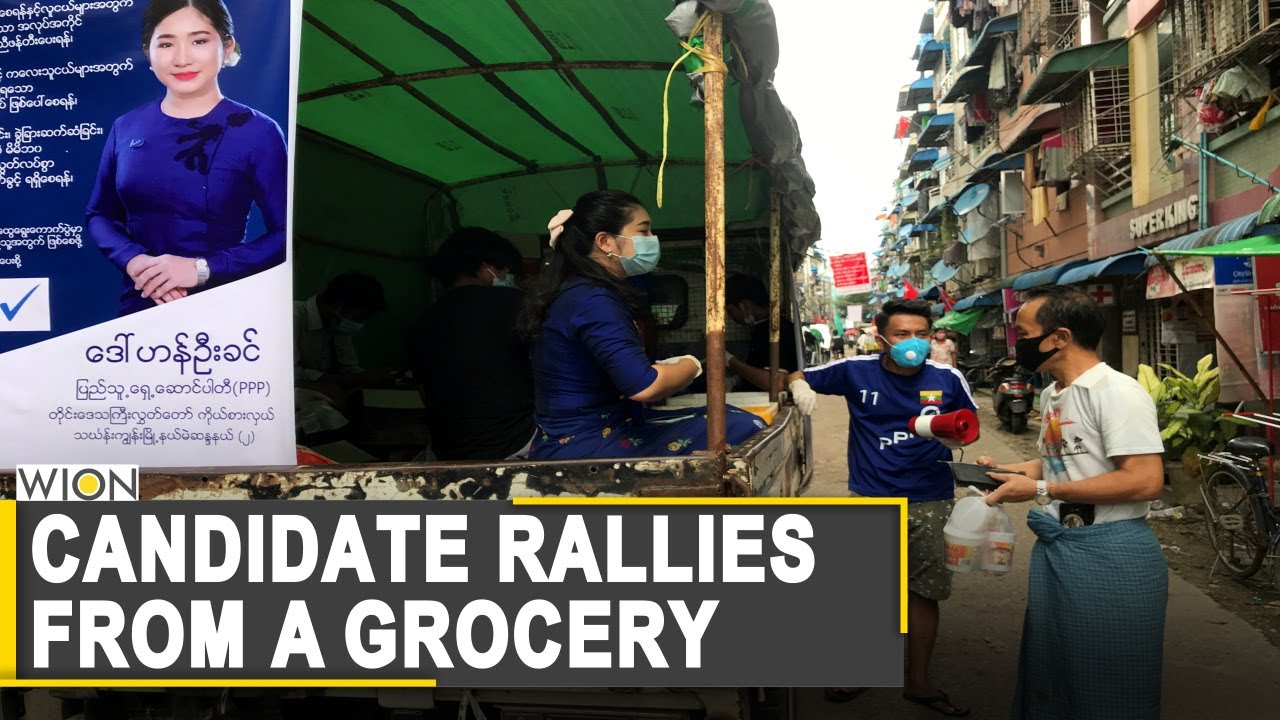 Myanmar political candidate campaigns in grocery truck amid lockdown restrictions