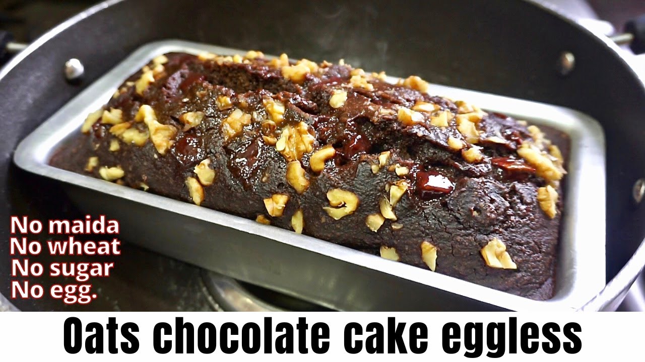 Oats chocolate cake | eggless oats banana cake no maida, no wheat flour, no sugar without oven