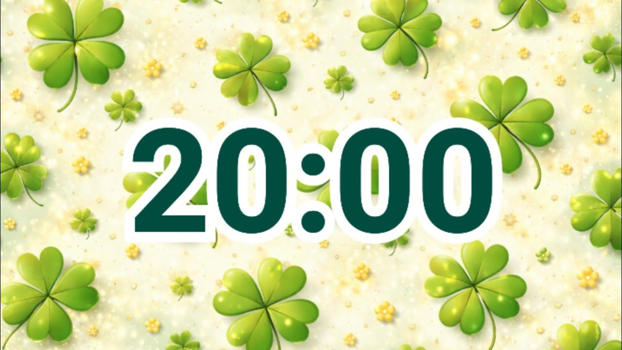 20-Minute Lucky Clover Sparkle Timer | Bright Classroom Countdown