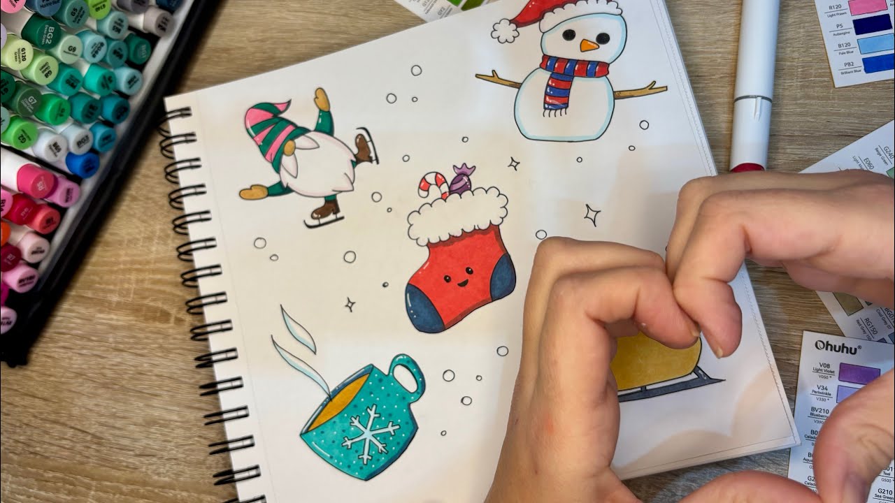 Colorea Conmigo una ilustración de invierno ❄️ | Ohuhu Markers ASMR