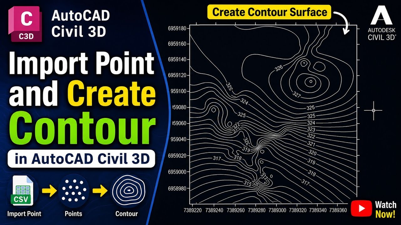 Import points, create contour lines with surface - AutoCAD Civil 3D
