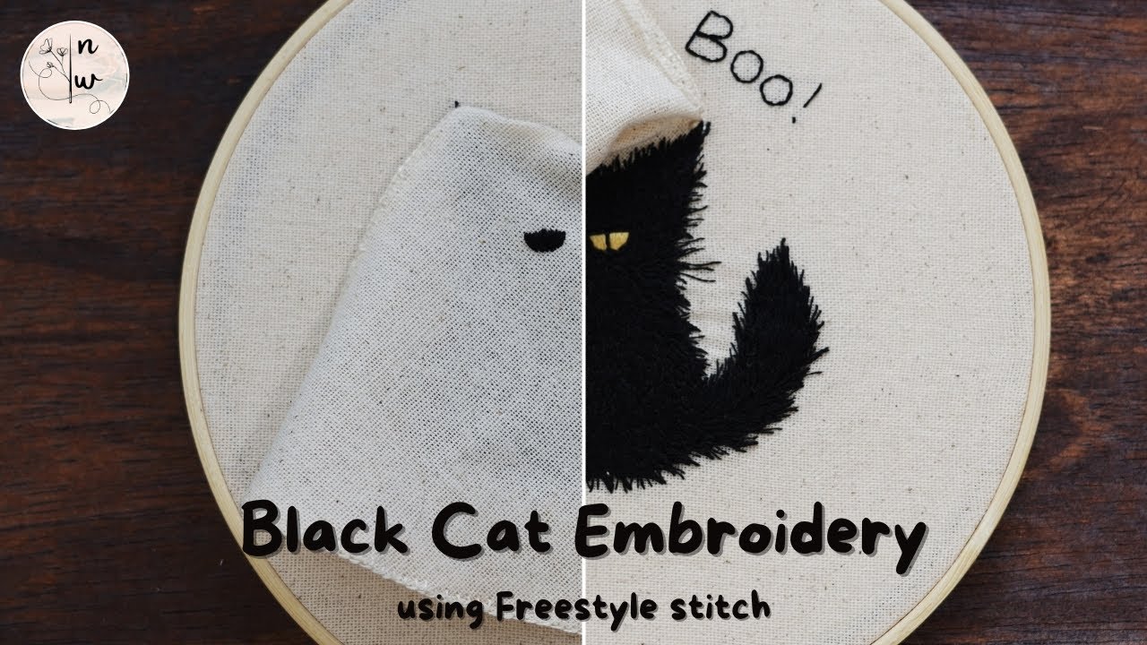 I Embroidered a Black Cat with a Twist for this Halloween!