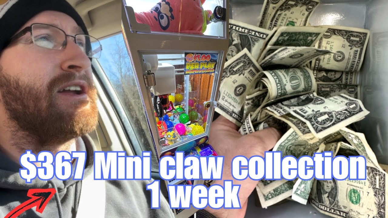 Collecting $367 from 3 mini claw machines in 1 week 